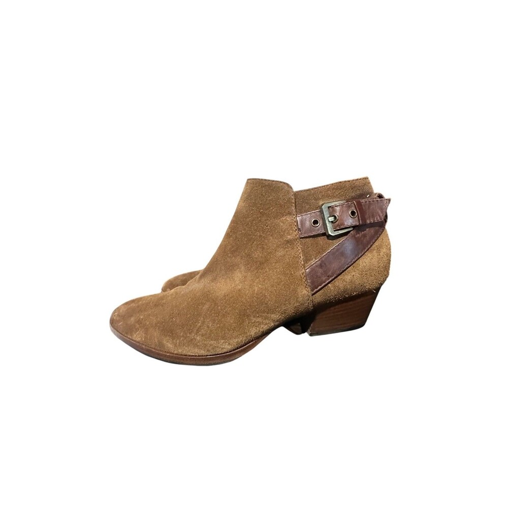 Aquatalia Women Farin Weatherproof Suede Buckle Ankle Booties Boot Sz 9 Brown